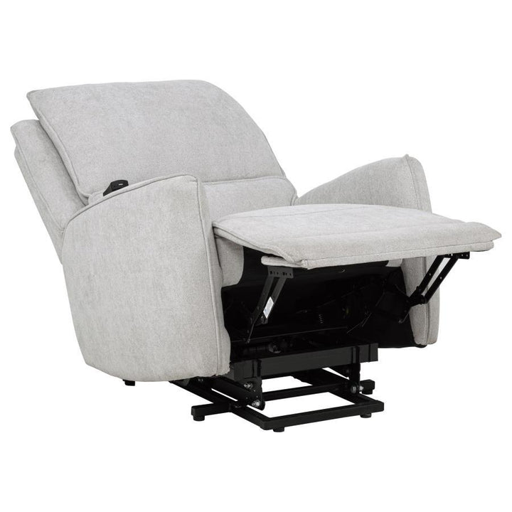 Sylmar - Chenille Upholstered Dual Power Lift Recliner - Dove Gray Lift Chair modern furniture Contempo Furniture