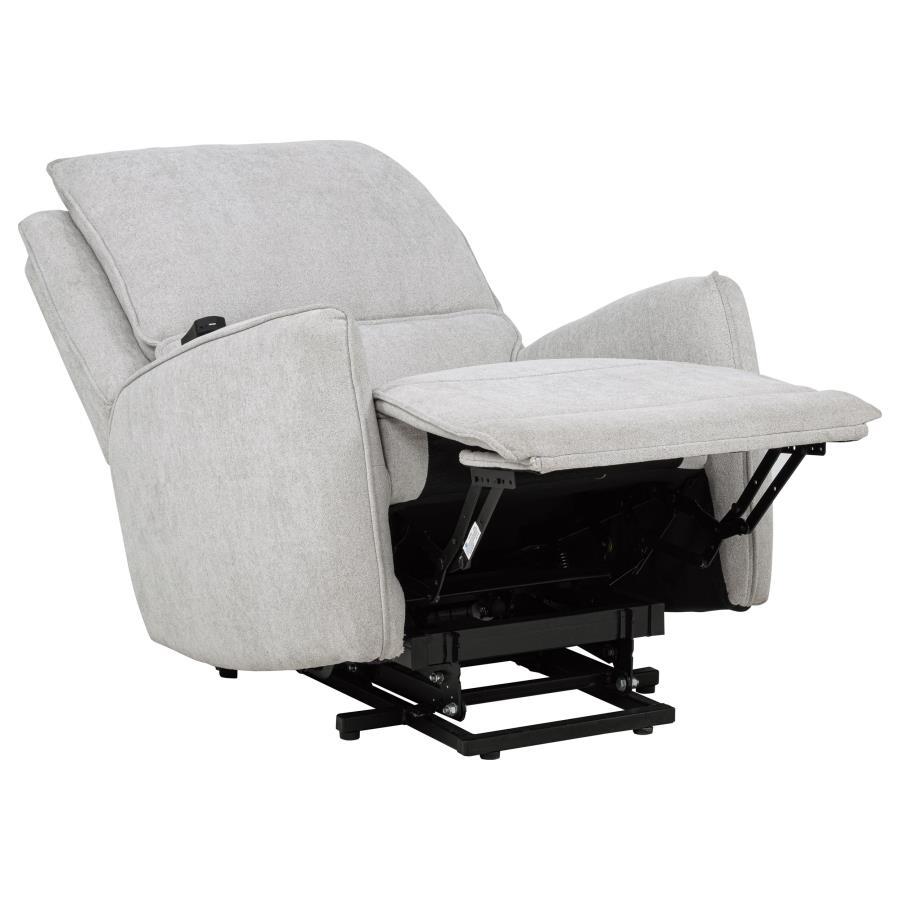Sylmar - Chenille Upholstered Dual Power Lift Recliner - Dove Gray Lift Chair modern furniture Contempo Furniture