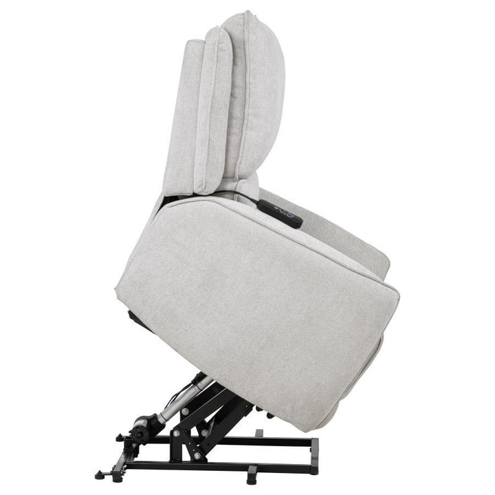 Sylmar - Chenille Upholstered Dual Power Lift Recliner - Dove Gray Lift Chair modern furniture Contempo Furniture