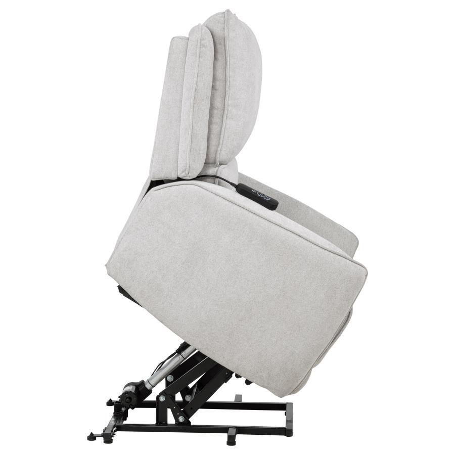 Sylmar - Chenille Upholstered Dual Power Lift Recliner - Dove Gray Lift Chair modern furniture Contempo Furniture