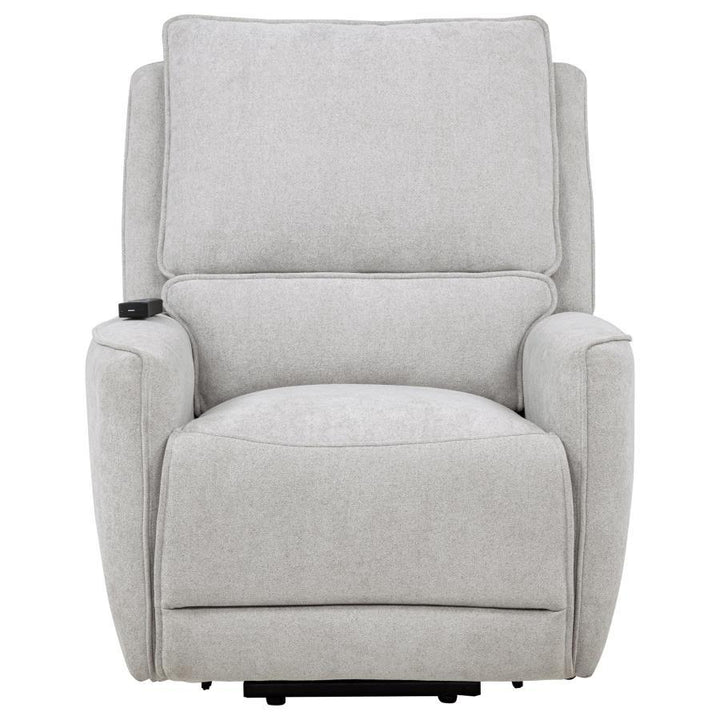 Sylmar - Chenille Upholstered Dual Power Lift Recliner - Dove Gray Lift Chair modern furniture Contempo Furniture
