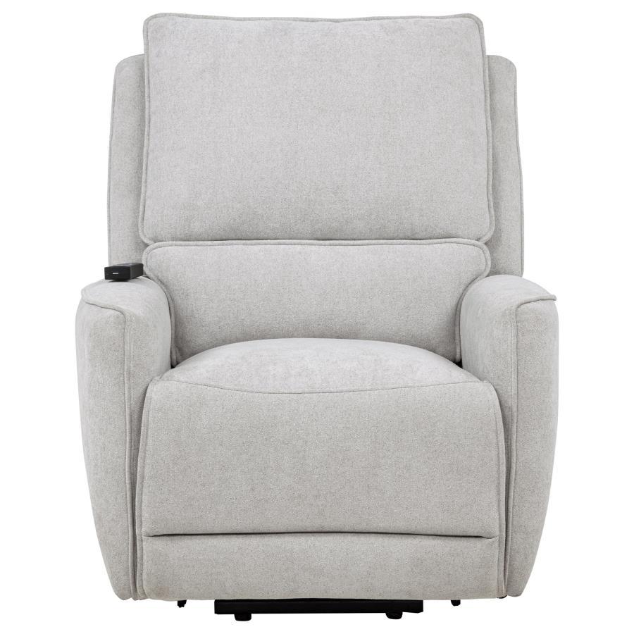 Sylmar - Chenille Upholstered Dual Power Lift Recliner - Dove Gray Lift Chair modern furniture Contempo Furniture