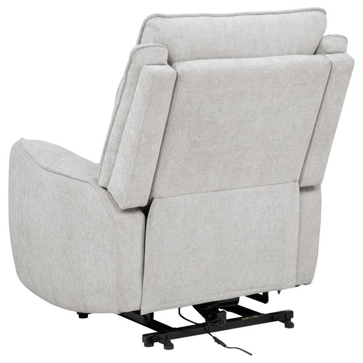 Sylmar - Chenille Upholstered Dual Power Lift Recliner - Dove Gray Lift Chair modern furniture Contempo Furniture