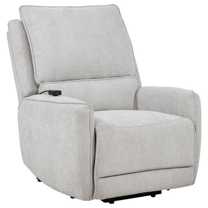 Sylmar - Chenille Upholstered Dual Power Lift Recliner - Dove Gray Lift Chair modern furniture Contempo Furniture