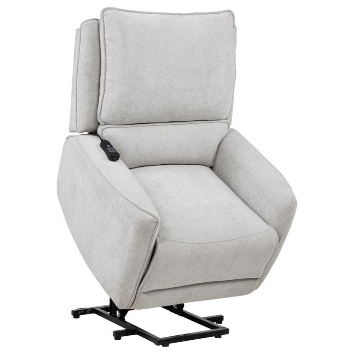 Sylmar - Chenille Upholstered Dual Power Lift Recliner - Dove Gray Lift Chair modern furniture Contempo Furniture