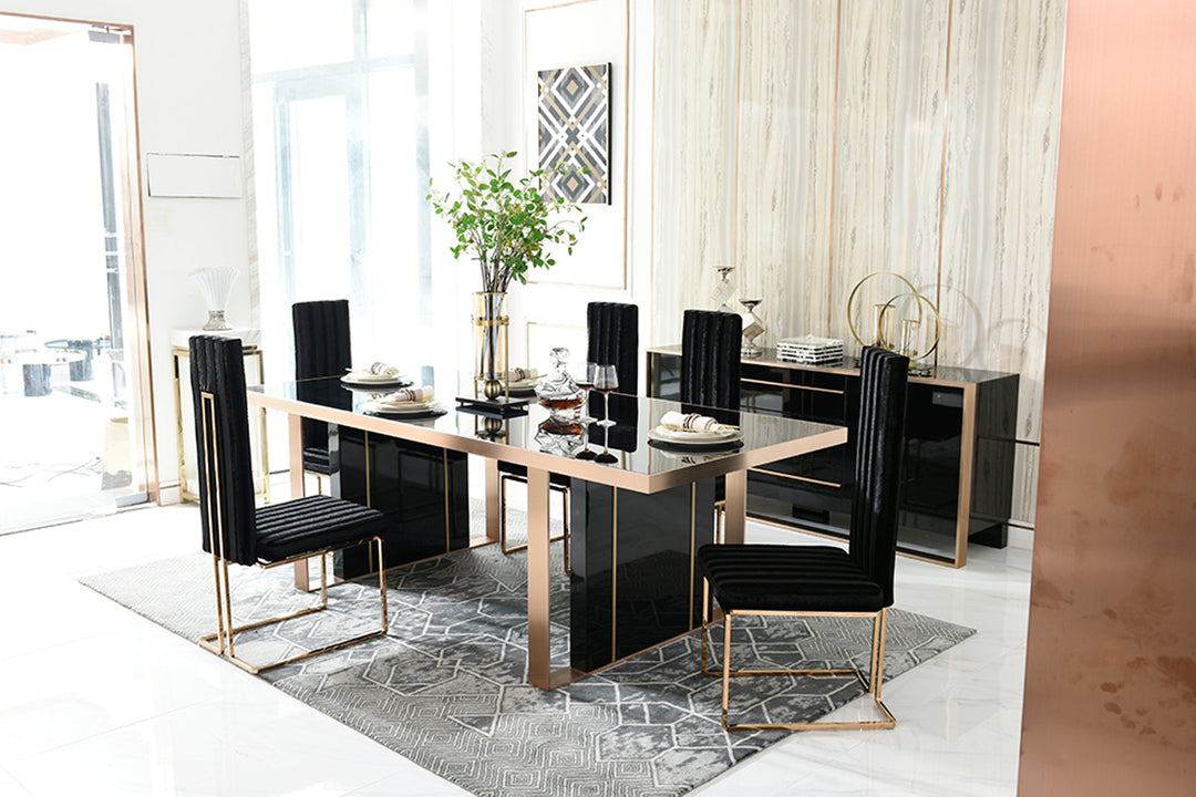 Cartier Modern Black & Rosegold Dining Table