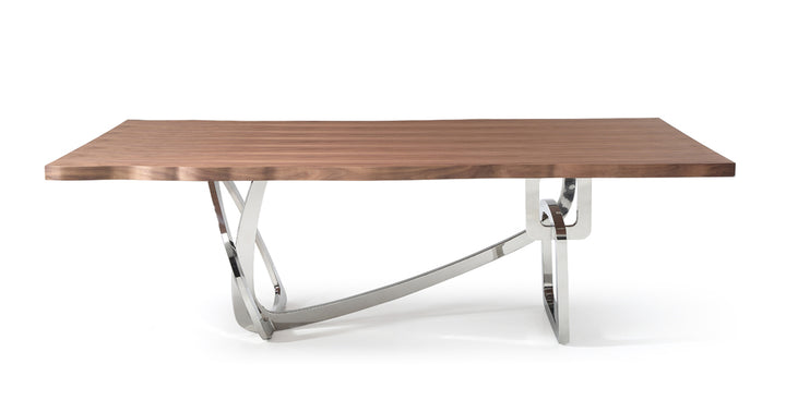 Addy Modern Walnut &amp; Stainless Steel Dining Table