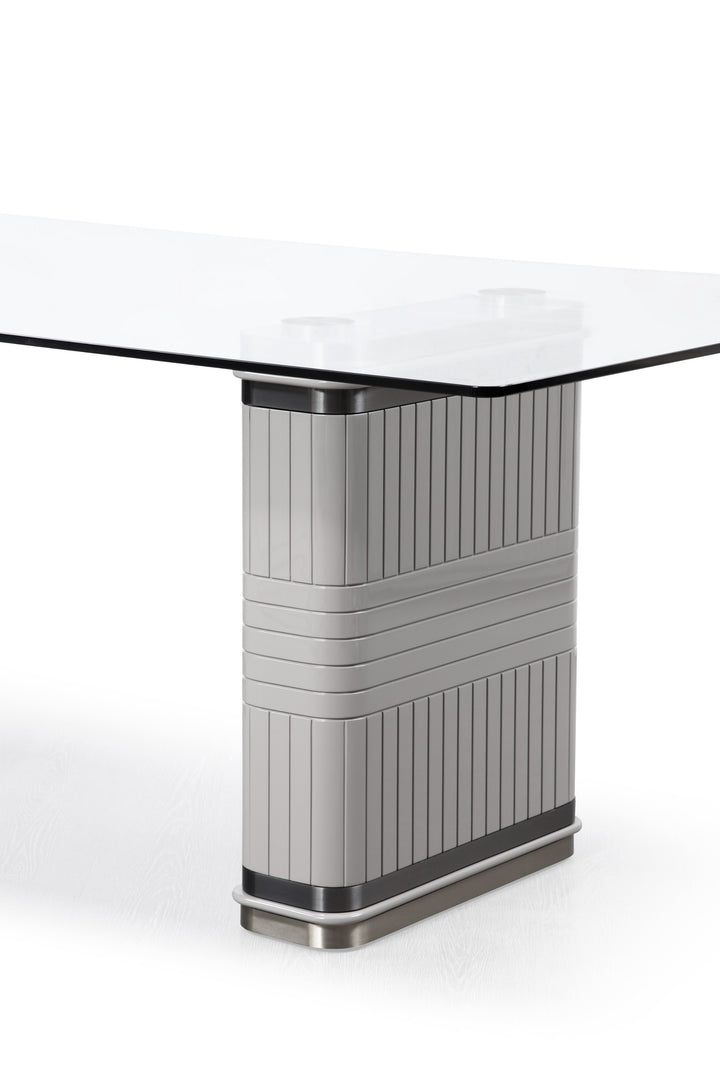 T2397 - Glass + White + Gold Dining Table