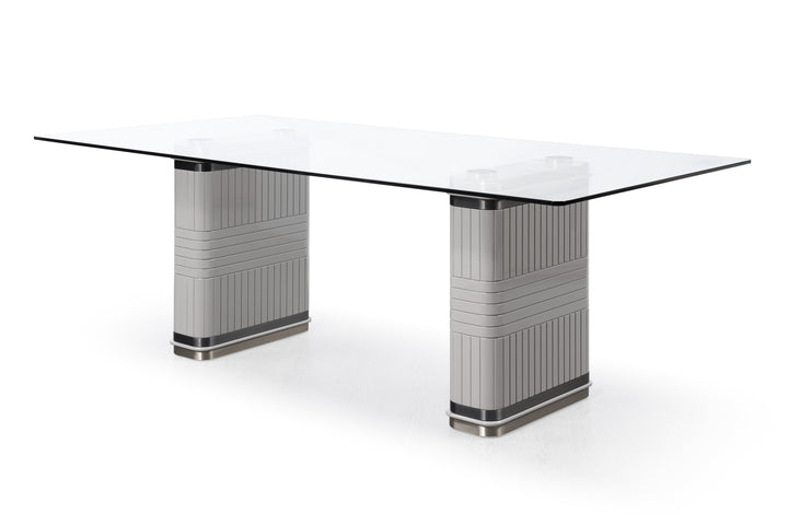 T2397 - Glass + White + Gold Dining Table