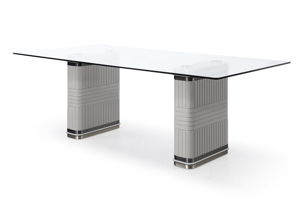 T2397 - Glass + White + Gold Dining Table