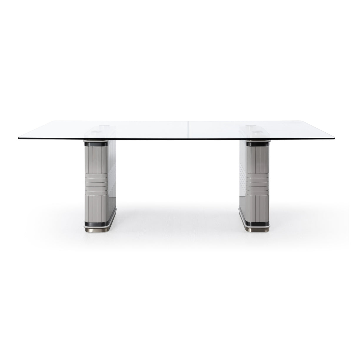 T2397 - Glass + White + Gold Dining Table