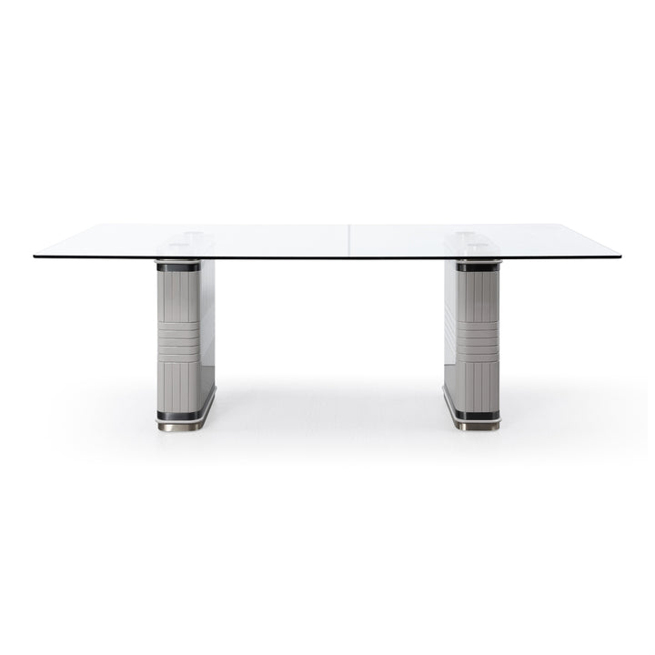 T2397 - Glass + White + Gold Dining Table