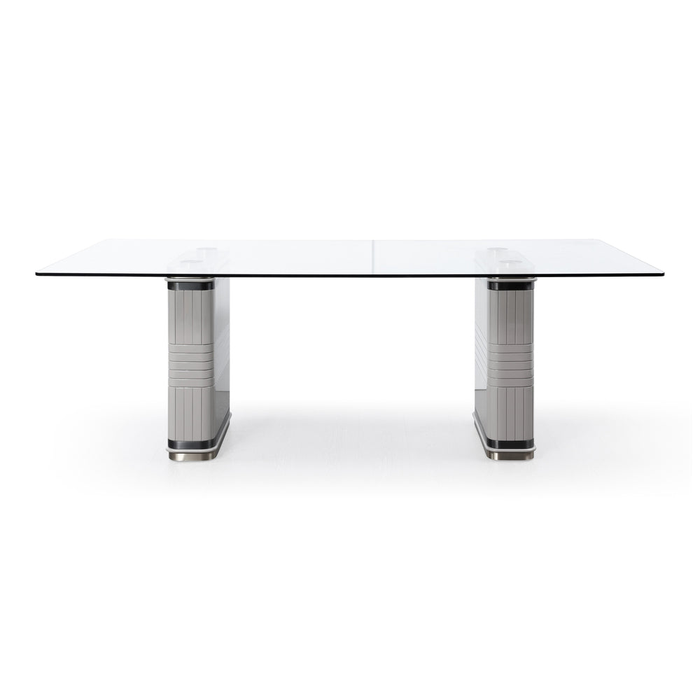T2397 - Glass + White + Gold Dining Table