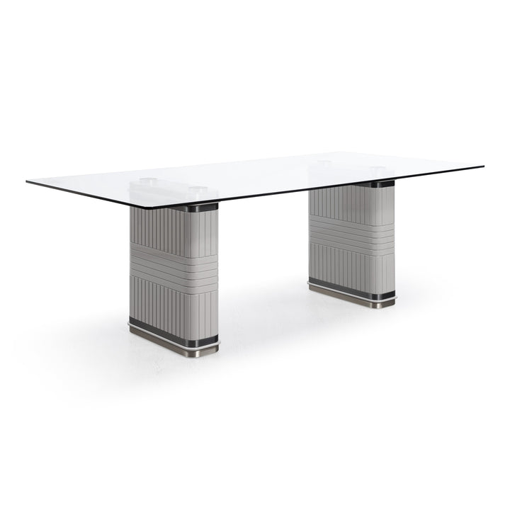 T2397 - Glass + White + Gold Dining Table