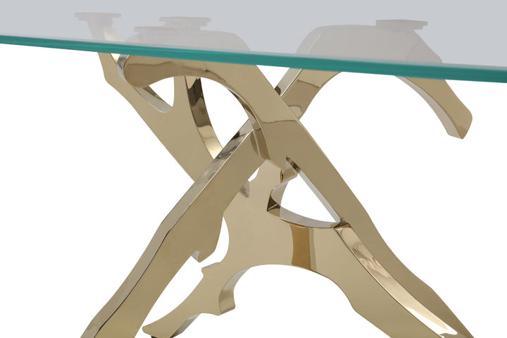 Legend Modern Glass  and  Gold Dining Table