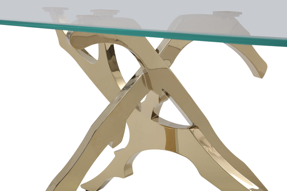 Legend Modern Glass & Gold Dining Table