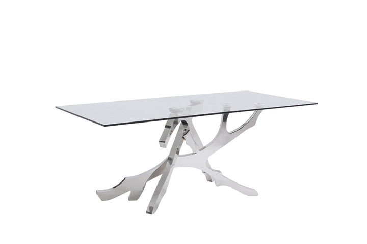 Legend Modern Glass &amp; Stainless Steel Dining Table