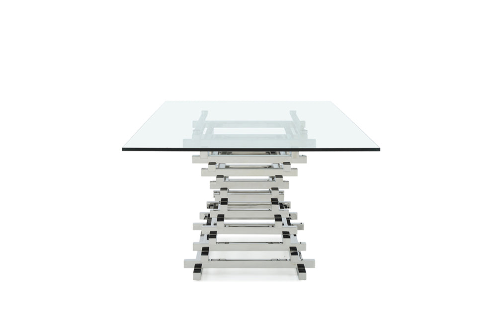 Crawford Modern Rectangular Glass Dining Table - View 2