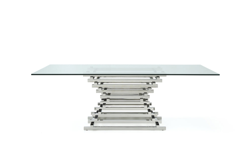 Crawford Modern Rectangular Glass Dining Table - View 4