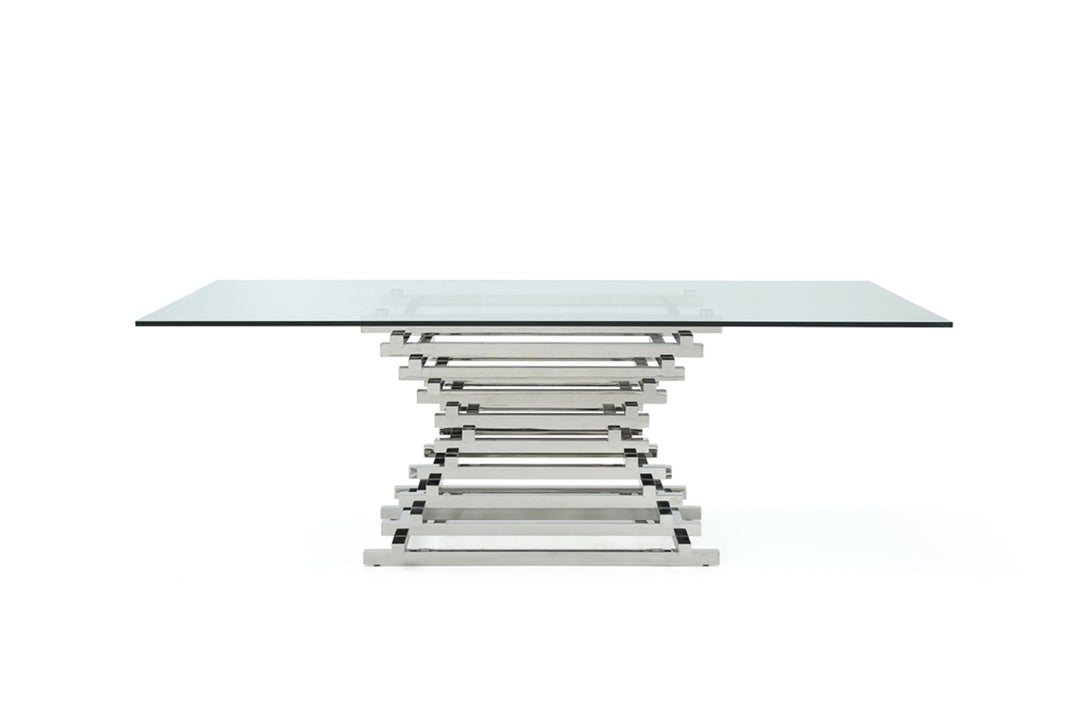 Crawford Modern Rectangular Glass Dining Table