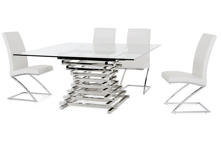 Crawford Modern Clear Glass Square Dining Table - View 3