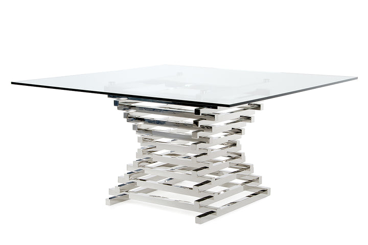 Crawford Modern Clear Glass Square Dining Table - View 2