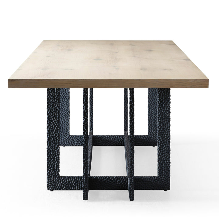 T8963 - Natural Oak + Black Metal Dining Table
