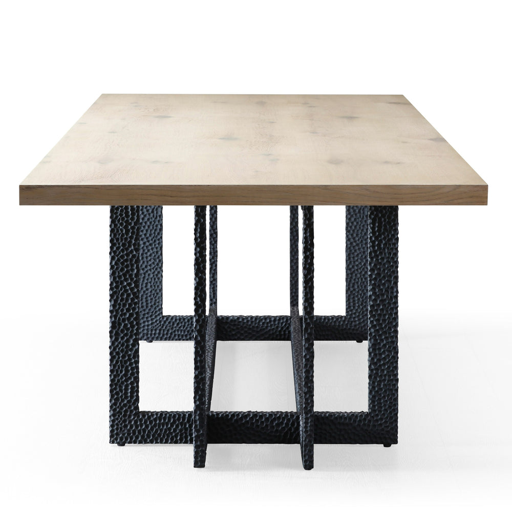 T8963 - Natural Oak + Black Metal Dining Table