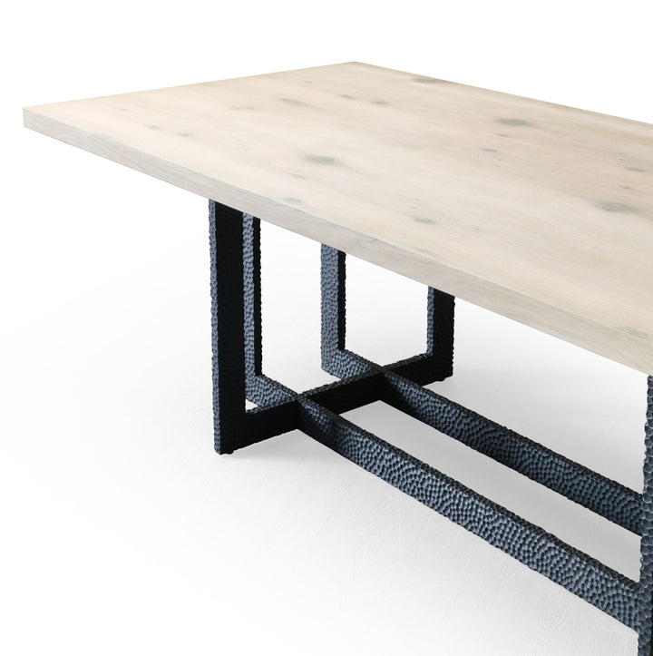 T8963 - Natural Oak + Black Metal Dining Table