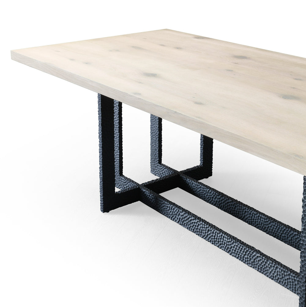 T8963 - Natural Oak + Black Metal Dining Table
