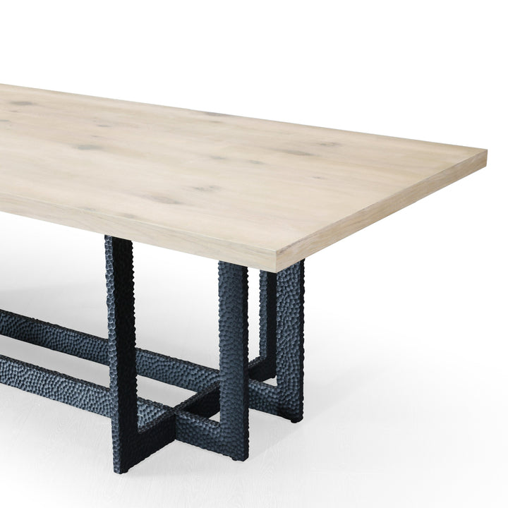 T8963 - Natural Oak + Black Metal Dining Table