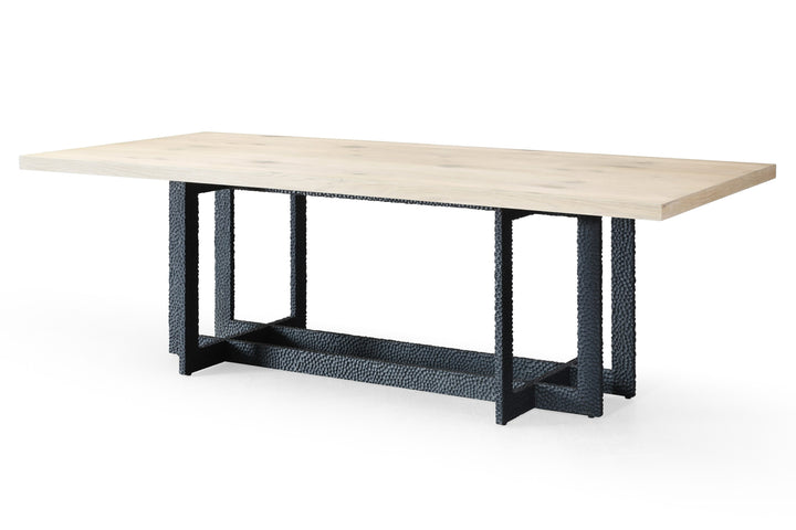 T8963 - Natural Oak + Black Metal Dining Table
