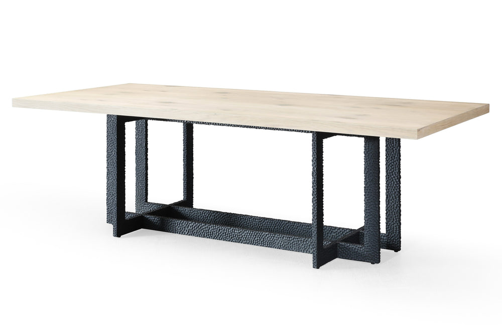 T8963 - Natural Oak + Black Metal Dining Table