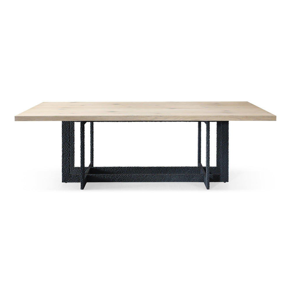 T8963 - Natural Oak + Black Metal Dining Table