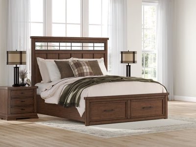 Taffenbrook King Panel Storage Bed - Light Brown Storage Bed modern furniture Contempo Furniture