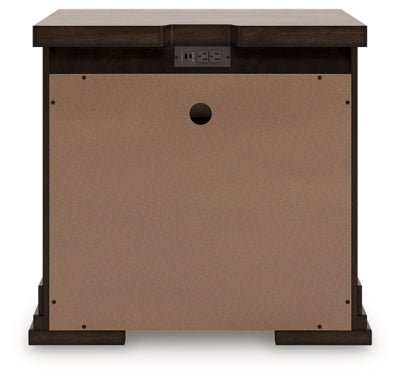 Taffenbrook Nightstand - Light Brown Nightstand w/ Charging Station modern furniture Contempo Furniture
