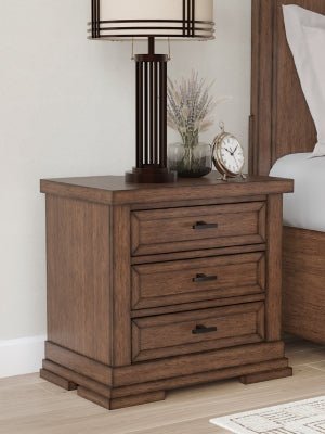 Taffenbrook Nightstand - Light Brown Nightstand w/ Charging Station modern furniture Contempo Furniture