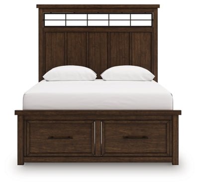 Taffenbrook Queen Panel Storage Bed - Light Brown Storage Bed modern furniture Contempo Furniture