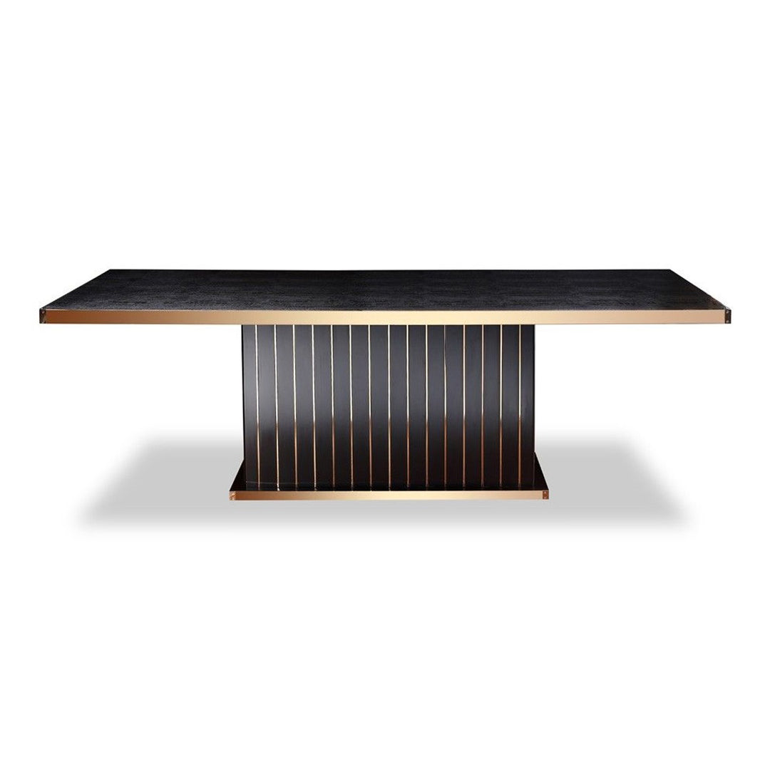 Talin Modern Black Crocodile & Rosegold Dining Table