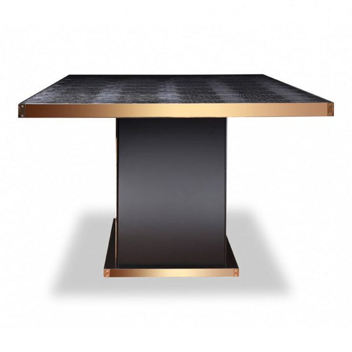 Talin Modern Black Crocodile &amp; Rosegold Dining Table