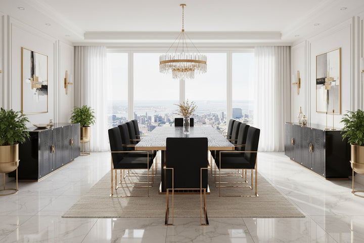 Talin Modern Black Crocodile & Rosegold Buffet