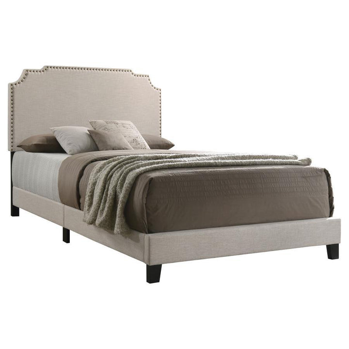 Tamarac - Upholstered Queen Panel Bed - Beige Upholstered Bed modern furniture Contempo Furniture