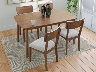 Tameride Dining Table and 4 Chairs (Set of 5) - Dark Brown 5 Piece Dining Room Set modern furniture Contempo Furniture