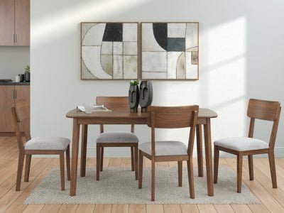 Tameride Dining Table and 4 Chairs (Set of 5) - Dark Brown 5 Piece Dining Room Set modern furniture Contempo Furniture