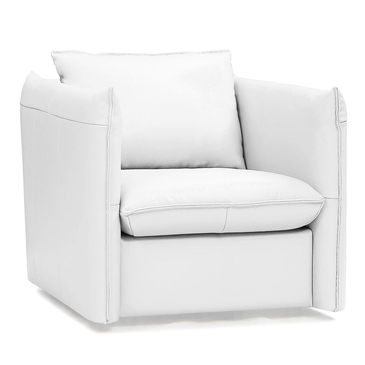 Tamworth - Modern White Leather Swivel Lounge Chair
