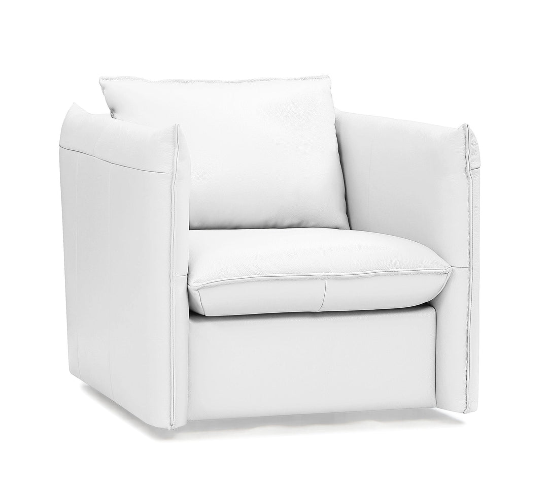 Tamworth - Modern White Leather Swivel Lounge Chair
