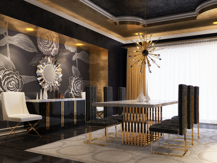 Kingsley Modern Marble &amp; Rosegold Buffet