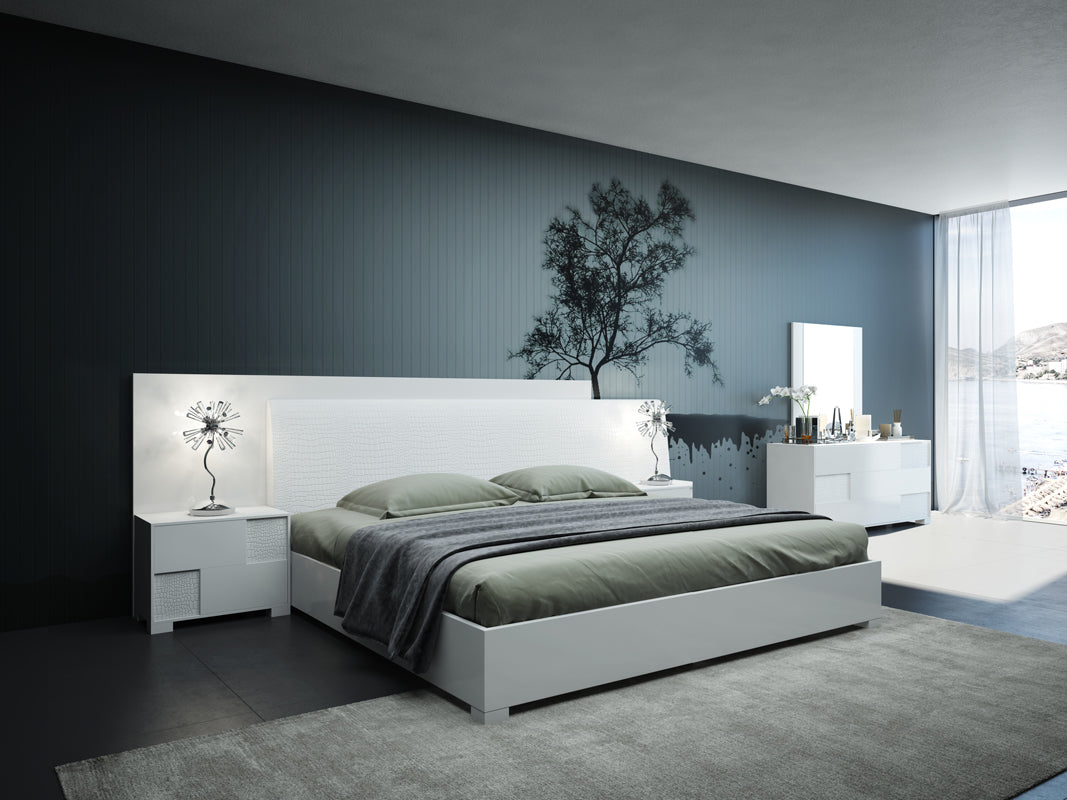 Monza Italian Modern White Bed