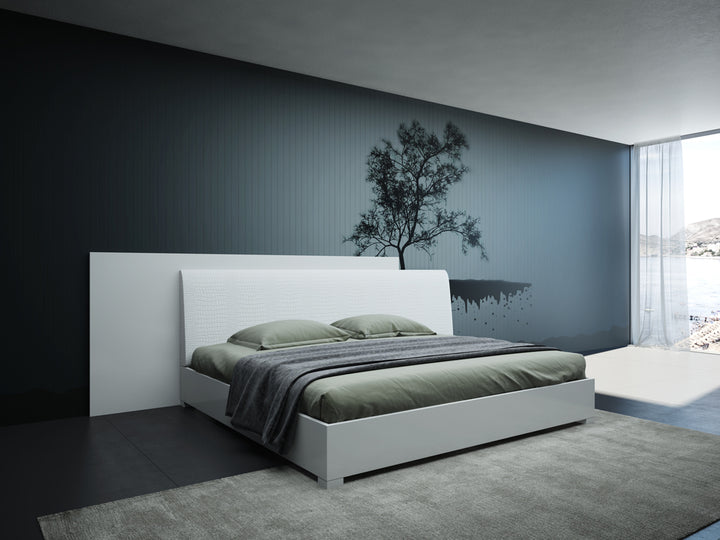 Monza Italian Modern White Bed