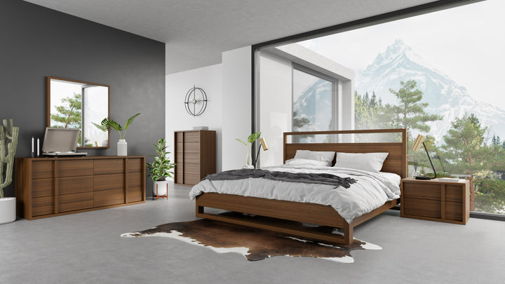 Berlin  Modern Walnut Bed